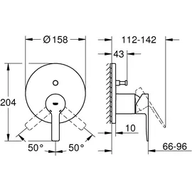 Grohe Lineare Einhand-Wannenbatterie Hard Graphite gebürstet