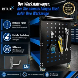 BITUXX Werkstattwagen 3 Ebenen Metall blau