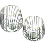 Frank-Flechtwaren Windlicht Modern Glas Gold