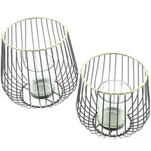 Frank-Flechtwaren Windlicht Modern Glas Gold
