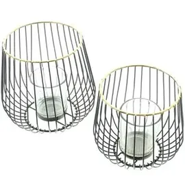 Frank-Flechtwaren Windlicht Modern Glas Gold