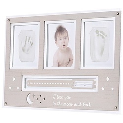 Cangaroo Baby Hand- und Fußabdruckset, Fotorahmen aus Holz, für 2 Abdrücke beige