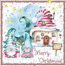 Ti-Flair Servietten Papier 33x33cm 3-lagig - hochwertige Einweg Weihnachtsservietten Herr und Frau Gnom an Weihnachten Motivservietten