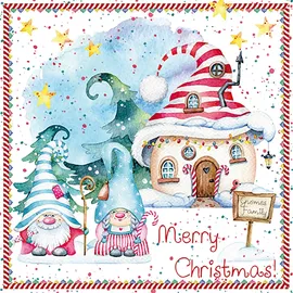 Ti-Flair Servietten Papier 33x33cm 3-lagig - hochwertige Einweg Weihnachtsservietten Herr und Frau Gnom an Weihnachten Motivservietten