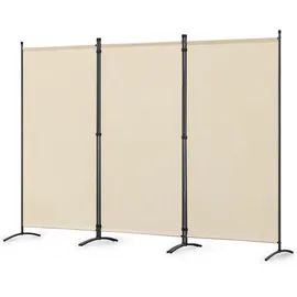 Angel Living Senkrechtmarkise 3-teiliger Paravent Raumteiler, 243x180cm (3-St) Trennwand Balkon Sichtschutz aus Stahl und Polyester beige