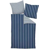 JANINE Mako-Satin Gestreift Nachtschattenblau 70 x 90 cm