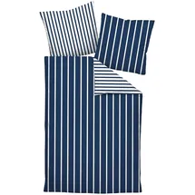 JANINE Mako-Satin Gestreift Nachtschattenblau 70 x 90 cm