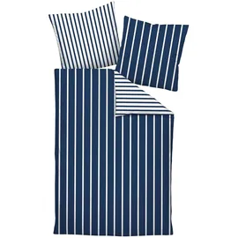 JANINE Mako-Satin Gestreift Nachtschattenblau 70 x 90 cm