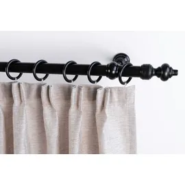 GARESA Gardinenstange GARESA "STANDARD", schwarz, L:110cm Ø:28mm, Holzwerkstoff, Kunststoff, Gardinenstangen, Vorhanggarnitur, Kunststoff, verlängerbar, mit Ringe/2 Lauf Gleiter