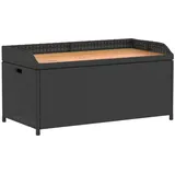 Tidyard Gartenbank mit Stauraum Parkbank Sitzbank Gartenmöbel Balkonbank Bank für Balkon Terrasse & Garten, Garten Aufbewahrungsbank Sofa Couch Liege,Schwarz 100x50x52 cm Poly Rattan Akazienholz