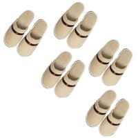 Tianmao 5 Paar Slipper Hotelslipper Frottierslipper Hausschuhe mit Geschlossenen Zehen Universalgröße 28.5*11cm Korallenvlies Gästepantoffeln für Spa, Party Gäste, Hotel, Reisen, Beige, Einheitsgröße - Einheitsgröße