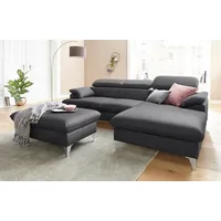 Cotta Polstergarnitur »Caluso«, (2 tlg.), Set: bestehend aus Ecksofa, Hocker, Ecksofa inkl. Kopfteilverstellung grau