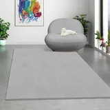 Mia's Teppiche Comfort Moderner Flauschiger Kurzflor Teppich, Anti-Rutsch Unterseite, Waschbar bis 30 Grad, Super Soft, Felloptik, Grau, 160 x 220 cm