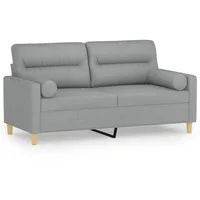 VidaXL 2-Sitzer-Sofa mit Zierkissen Hellgrau 140 cm Stoff