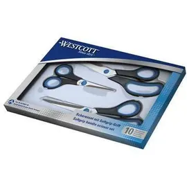 Westcott Scherenset Easy Grip - rostfrei, spitz, 3tlg, blau/schwarz