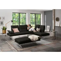 Ecksofa W.SCHILLIG "broadway, Designsofa, mit tollem Sitzkomfort, L-Form", schwarz (schwarz z59), B:284cm H:94cm T:224cm, Longlife Xtra-Leder Z59: Glattleder mit modischer Prägung. Hautstärke 0, 9 - 1, 1 mm, Sofas, Sitztiefenverstellung, Kopfteil- & Seitenteilverstellung, Breite 284cm