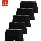 H.I.S. H.I.S Boxer »Boxershorts für Herren«, (Packung, 5 St.), mit Steifen und Logo im Bund H.I.S schwarz-grau, schwarz-navy, schwarz-bordeaux, schwarz-anthra, schwarz