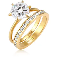 Elli "Eternity Set 925 Silber, mit Kristallen von Swarovski" Gr. 52, gold, Fingerringe, Damen, 52mm,mit Steinen, Silber 925 (Sterlingsilber)