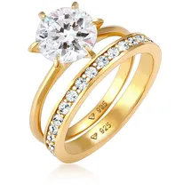 Elli "Eternity Set 925 Silber, mit Kristallen von Swarovski" Gr. 52, gold, Fingerringe, Damen, 52mm,mit Steinen, Silber 925 (Sterlingsilber)