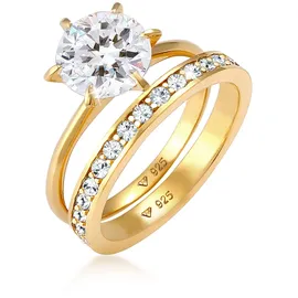 Elli "Eternity Set 925 Silber, mit Kristallen von Swarovski" Gr. 52, gold, Fingerringe, Damen, 52mm,mit Steinen, Silber 925 (Sterlingsilber)
