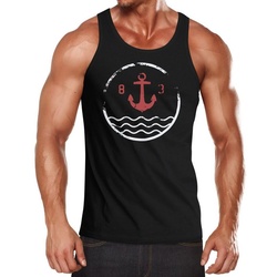 Neverless Tanktop Herren Tank-Top Anker Vintage Wasser Muskelshirt Muscle Shirt Neverless® mit Print schwarz XXL