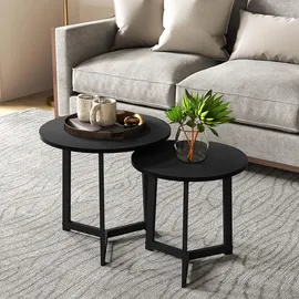Homcom 2er-Set Schwarz Metall, 48x45x48 cm Wohnzimmer, Wohnzimmertische, Couchtische