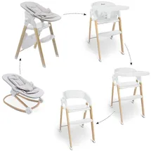 BabyGO Levels Hochstuhl-Set Kinderhochstuhl weiß mit Bouncer
