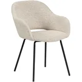 Novel Armlehnstuhl, Schwarz, Beige, Metall, Textil, Rundrohr, 59x82x62 cm, Stoffauswahl, Esszimmer, Stühle, Esszimmerstühle, Armlehnenstühle