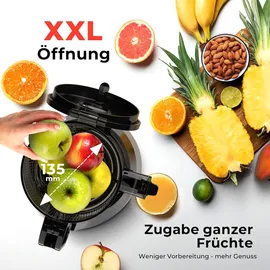 Balter Home Balter Entsafter Slow Juicer, Große 135MM Öffnung, 300 Watt, Entsafter für Gemüse und Obst, Früchte, Saftpresse, BPA Frei, leise