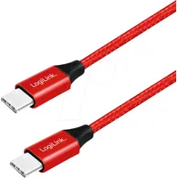 Logilink CU0156 USB Kabel USB 2.0 1 m, Baumw., rot