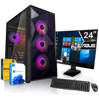 Gaming Komplett PC - Intel Core i7-11700F - 8x2,5 GHz - AMD RX 6600 XT - 32GB DDR4 - M.2 SSD 1TB (NVMe) Kingston - 24 Zoll TFT - Desktop