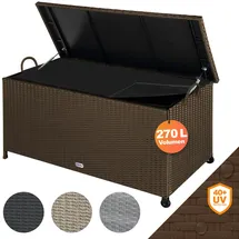 CASARIA Gartenbox Polyrattan Braun 117x53x60cm mit Griffen & Rollen