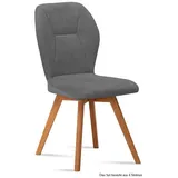 58 aufm Kessel Esszimmerstuhl Küchenstuhl (2er-Set) Donia 51x92x60 Eiche geölt/Rosewood (Lieferung bis Verwendungsstelle, 4 St), Stabiles Gestell aus Massivholz pflegeleichter Bezug aus Microfaser grau