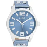 Oozoo Basic Line Uhr C1079 Lederband Metallic Blue 46 mm - Blau