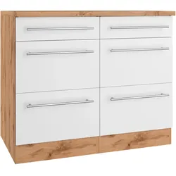 Unterschrank HELD MÖBEL "Wien", weiß (weiß, wotaneiche), B:100cm H:85cm T:60cm, Schränke, edel aussehende gestiftete Fronten