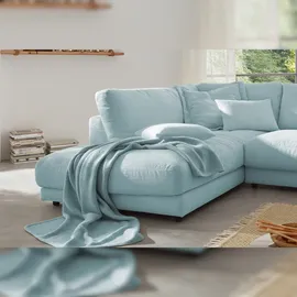 KAWOLA Ecksofa Madeline Cord Recamiere links hellblau