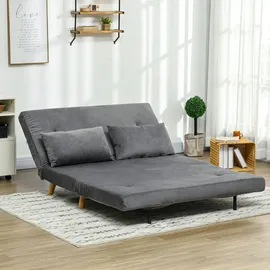 Homcom Schlafsessel mit Bettfunktion Polyester 78 x 79 x 130 cm Grau mit Kissen