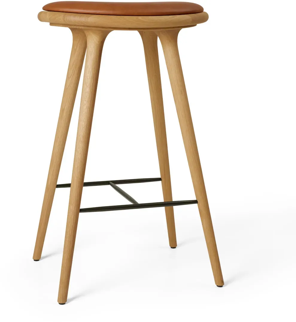 Mater High Barhocker, höhe 74 cm, eiche geölt / sorensen leder walnuss