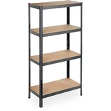Relaxdays Schwerlastregal Metall 157 x 80 x 41 cm schwarz 4 Böden 280 kg Traglast