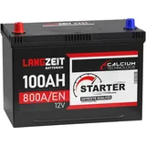 LANGZEIT ASIA Autobatterie 100Ah 12V 800A/EN ASIA Batterie Plus-Pol Links ersetzt 95Ah 90Ah