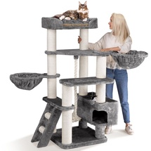 Happy Pet HAPPYPET Kratzbaum große Katzen XXL, Katzenbaum Deckenhoch, Stabil und Massiv mit Sisalsäulen und Dicker Bodenplatte, Ideal für Schwere