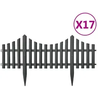 vidaXL Rasenkanten 17 Stk. Anthrazit 10 m PP