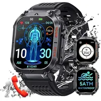 Smartwatch Herren mit Telefonfunktion 2.02 Zoll 5ATM Wasserdicht 100+ Sportmodi Fitnessuhr Herzfrequenz Schrittzähler Schlafmonitor Android iOS