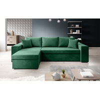 Luxusbetten24 Schlafsofa Designer Sofa Denver, mit Stauraum und Schlaffunktion grün