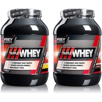 Frey Nutrition Triple Whey 2x 750g Schoko - Leckeres und cremiges Whey-Protein - Trägt zur Muskelzunahme und zum Muskelerhalt bei, Hoher 30%iger Isolatanteil- Hoher BCAA-Anteil