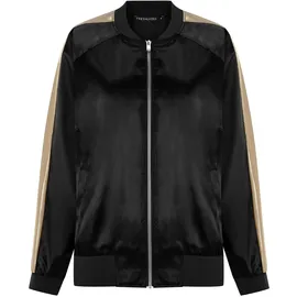Freshlions Bomberjacke "Aurelia", Damen, Gr. L, schwarz, 100% Polyester, unifarben, lang, Rundhals, Jacken Bomberjacke, im sportlichen Design