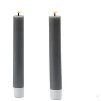 Deluxe Homeart LED Stabkerzen Mia 15 cm grau 2 St.