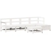 VidaXL 6-tlg. Garten-Sofagarnitur Weiß Massivholz Kiefer