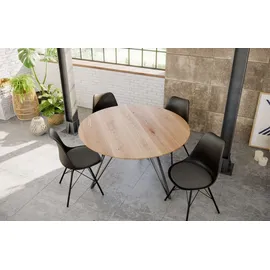 möbelliebling Runder Esszimmertisch 100 x 77 x 100 cm Eiche beige/silber