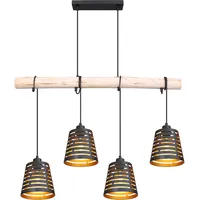 GLOBO Hängeleuchte ABLONA Schwarz Matt Natur 85 cm x 17 cm x 120 cm